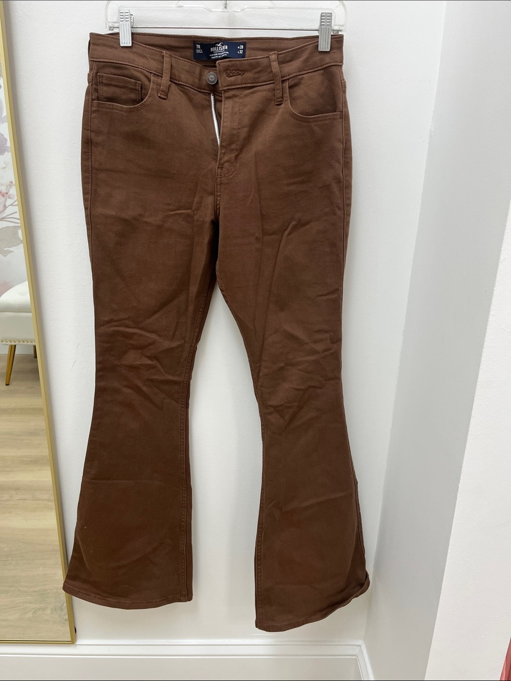 Hollister High-Rise Vintage Flare Pants in Warm Brown